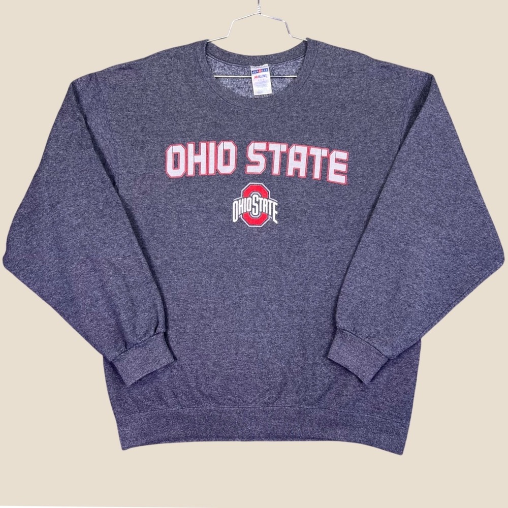 Jerzees Ohio State Sweatshirt Men L Gray NuBlend Pullover Buckeyes Gameday Retro
